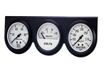 GAUGE CONSOLE, OILP/WTMP/VOLT, 2-5/8", 100 PSI/280 F/16V, WHT DIAL, BLK BZ